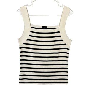 Ann Taylor Factory Womens L Tank Top Sleeveless Black & White Striped Sweater